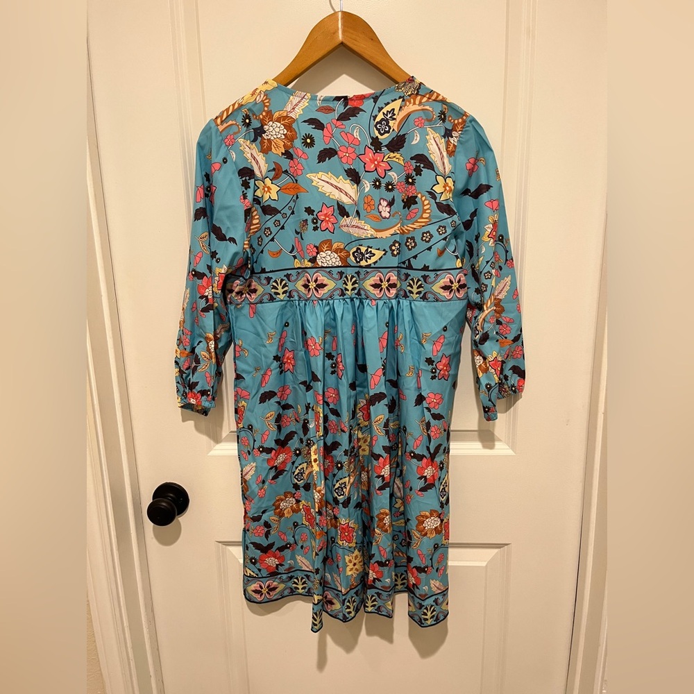 Floral Patterned Blue Dress - Picture 2 of 3